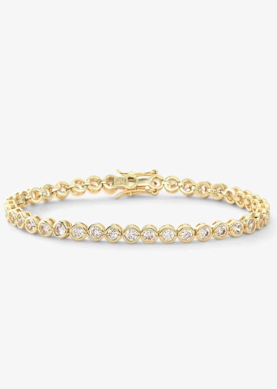 NEW MELINDA MARIA women's baroness tennis bracelet in gold/white crystal